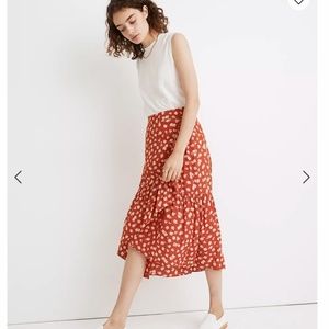 Madewell Red floral skirt